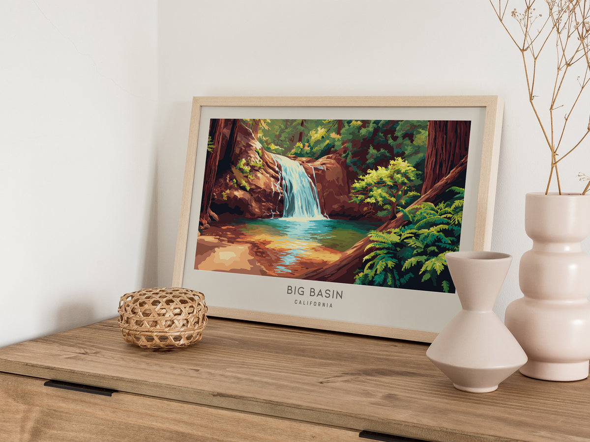 Big Basin Landscape Matte Border Poster | California Destination Print Framed or Unframed — 12x18 in