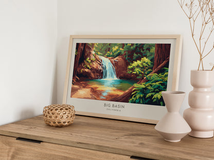 Big Basin Landscape Matte Border Poster | California Destination Print Framed or Unframed — 12x18 in