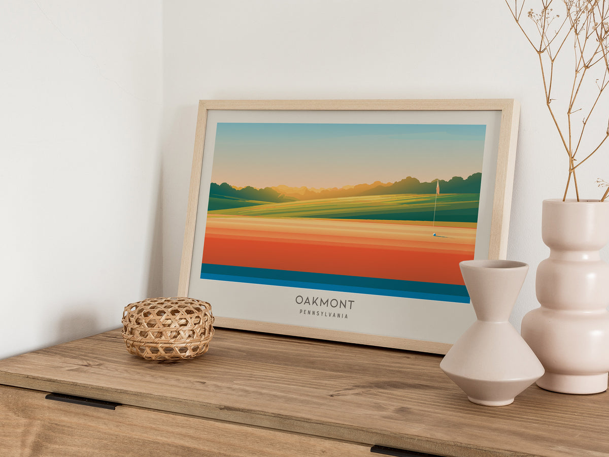Oakmont Landscape Matte Border Poster | Pennsylvania Travel Wall Art — 12x18 in