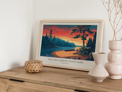 William O'Brien State Park Landscape Matte Border Poster | Minnesota Vacation Wall Art — 12x18 in
