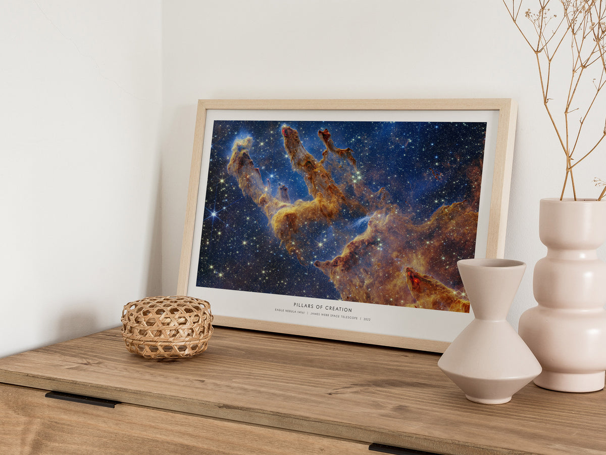 Pillars of Creation Landscape Poster | NASA Eagle Nebula (M16) JWST Poster Space Photography Wall Art — 12x18 in