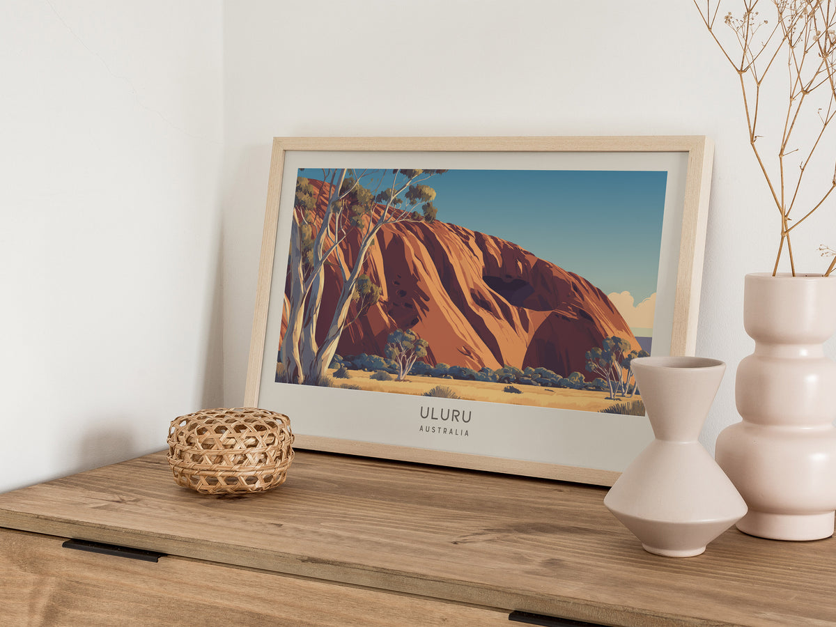 Uluru Landscape Matte Border Poster | Australia Vacation Wall Art — 12x18 in