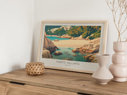 Puerto Vallarta Landscape Matte Border Poster | Travel Wall Art — 12x18 in
