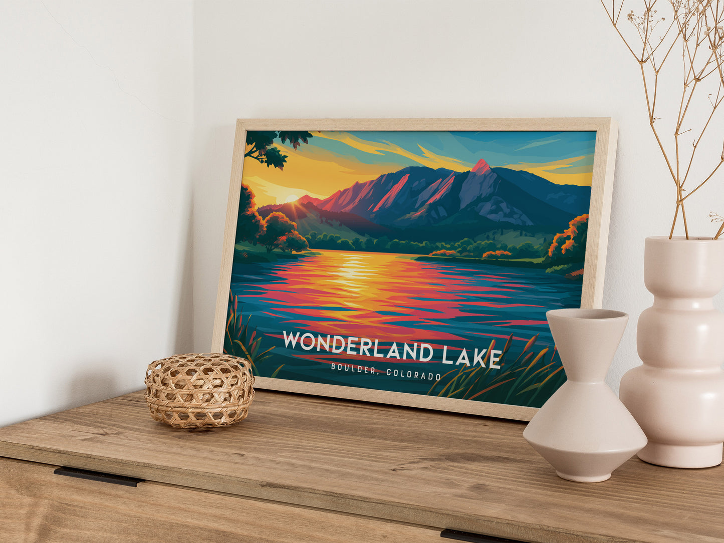 Wonderland Lake Landscape Poster | Boulder, Colorado Travel Wall Art — 12x18 in