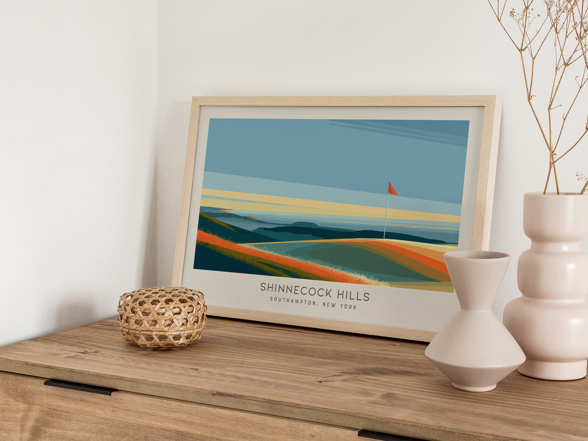 Shinnecock Hills Landscape Matte Border Poster | Southampton, New York Golf Course Print & Framed or Unframed Golfer Gift — 1
