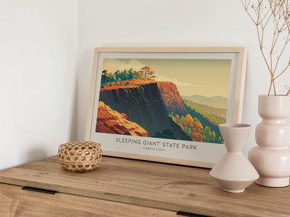 Sleeping Giant State Park Landscape Matte Border Poster | Connecticut Framed or Unframed Destination Print — 12x18 in