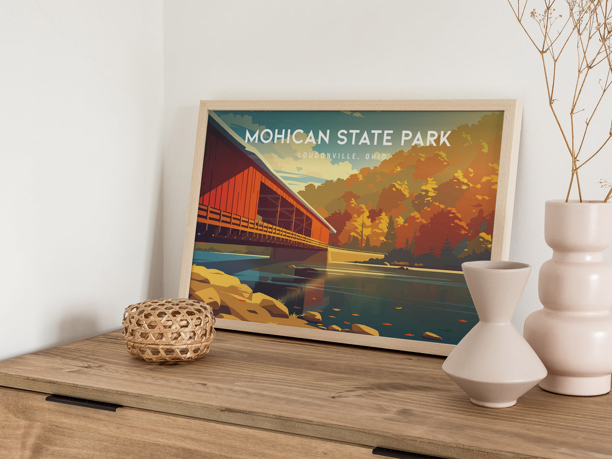 Mohican State Park Landscape Poster | Loudonville, Ohio Framed or Unframed Forest Wall Art — 12x18 in