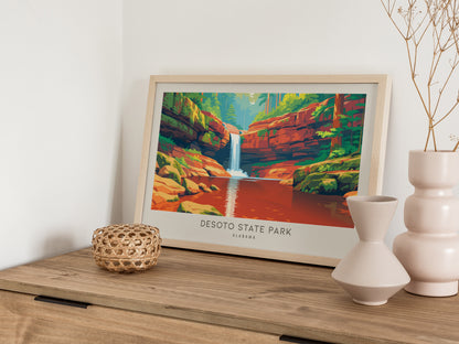 DeSoto State Park Landscape Matte Border Poster | Alabama Travel Gift Framed or Unframed — 12x18 in