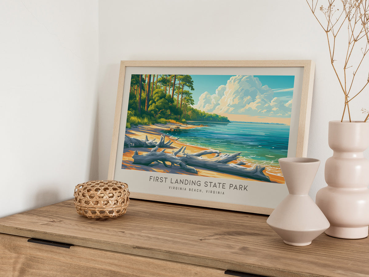 First Landing State Park Landscape Matte Border Poster | Virginia Beach, Virginia Vacation Wall Art — 12x18 in
