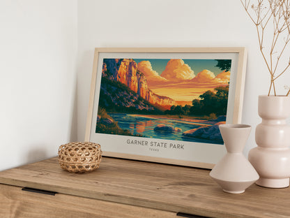 Garner State Park Landscape Matte Border Poster | Texas Hill Country Vacation Wall Art — 12x18 in