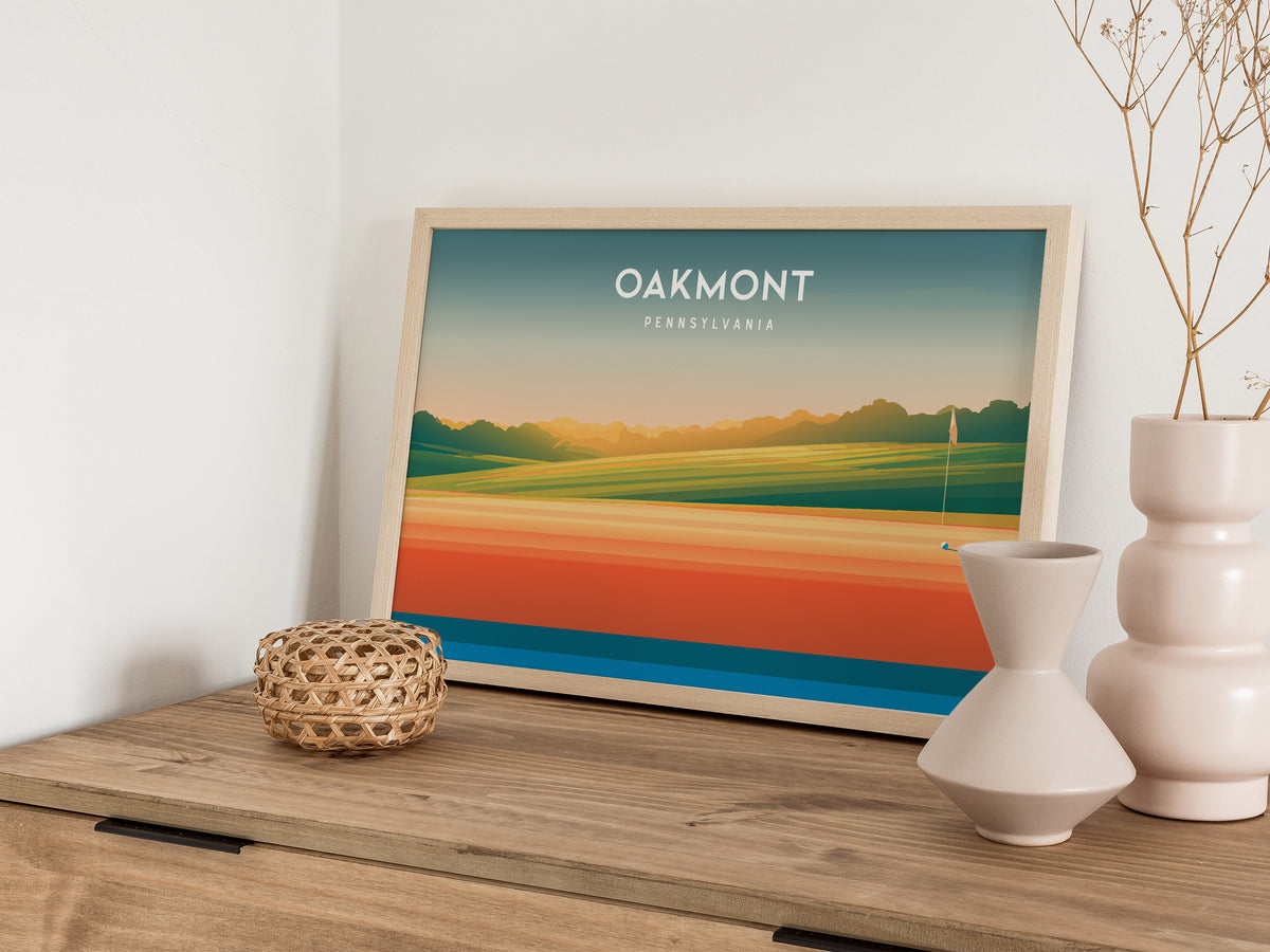 Oakmont, Pennsylvania Landscape Poster | Golf Wall Art & Framed or Unframed Links Decor — 12x18 in