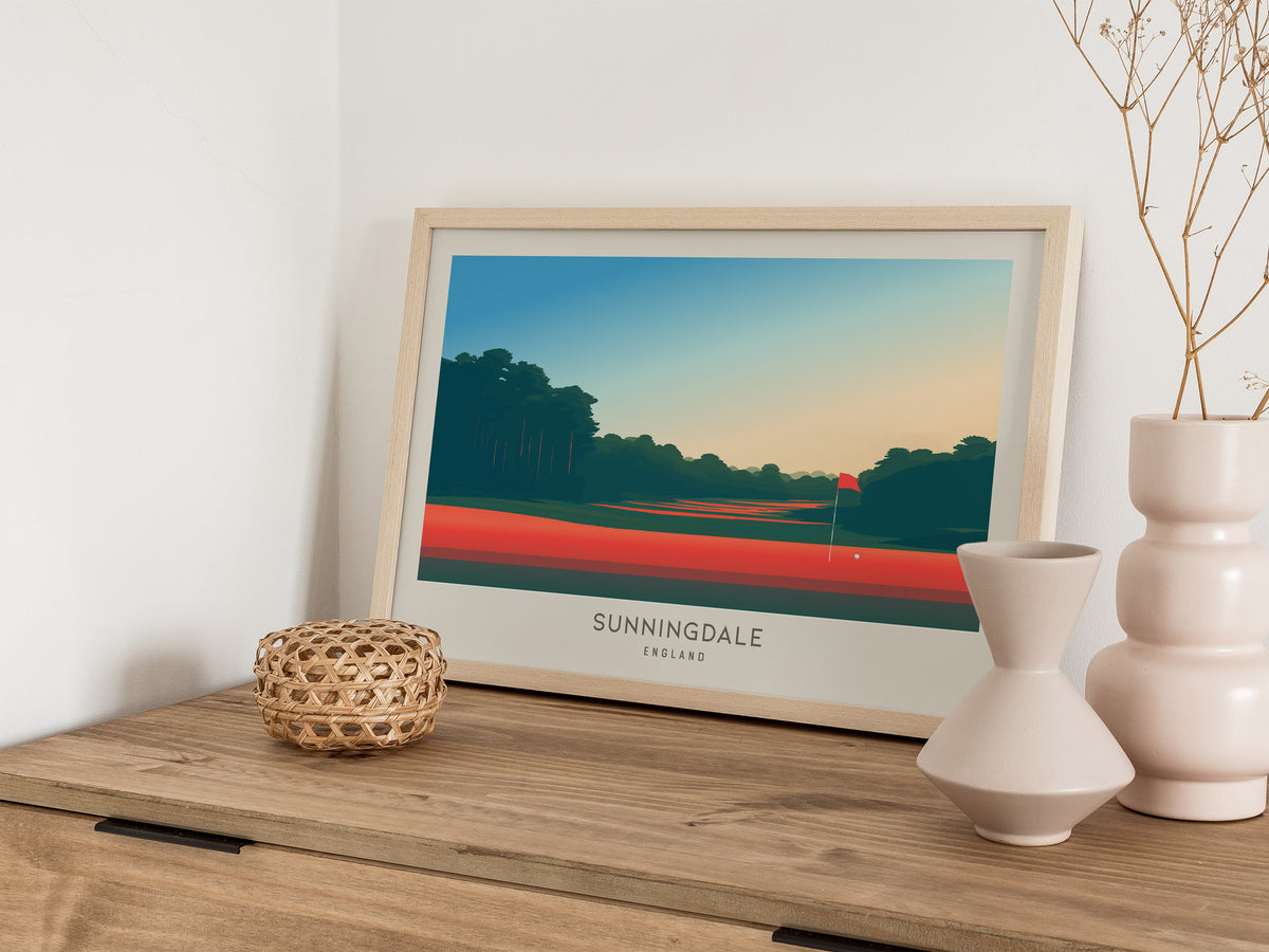 Sunningdale Landscape Matte Border Poster | England Travel Wall Art — 12x18 in