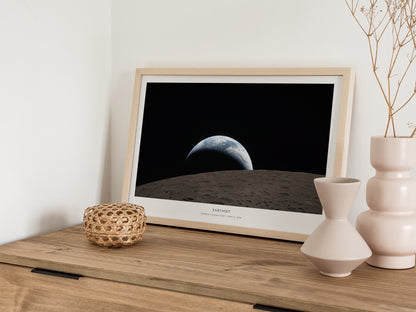 Earthset Landscape Poster | NASA Artemis II Lunar Flyby Space Photography Wall Art — 12x18 in
