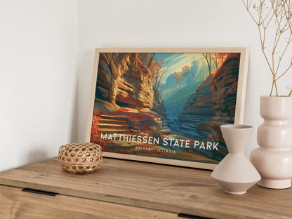 Matthiessen State Park Landscape Poster | Oglesby, Illinois Framed or Unframed Vacation Wall Art — 12x18 in