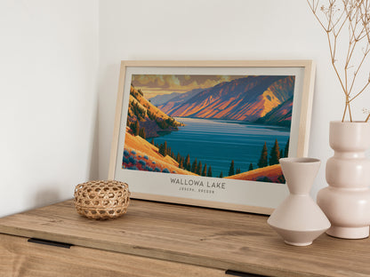 Wallowa Lake Landscape Matte Border Poster | Joseph, Oregon Framed or Unframed Destination Print — 12x18 in