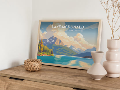 Lake McDonald Landscape Poster | Glacier National Park, Montana Framed or Unframed Wall Art — 12x18 in