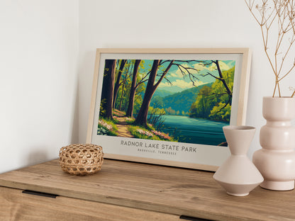 Radnor Lake State Park Landscape Matte Border Poster | Nashville, Tennessee Travel Gift Framed or Unframed — 12x18 in