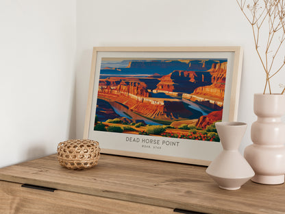 Dead Horse Point Landscape Matte Border Poster | Moab, Utah Travel Wall Art — 12x18 in