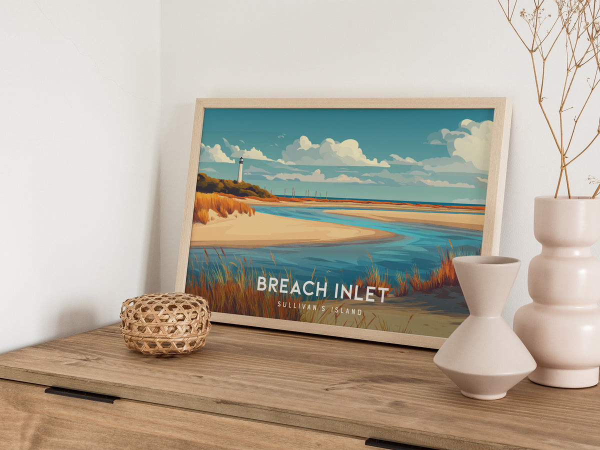 Breach Inlet Landscape Poster | Sullivan's Island Tropical Beach Print Wall Art — 12x18 in