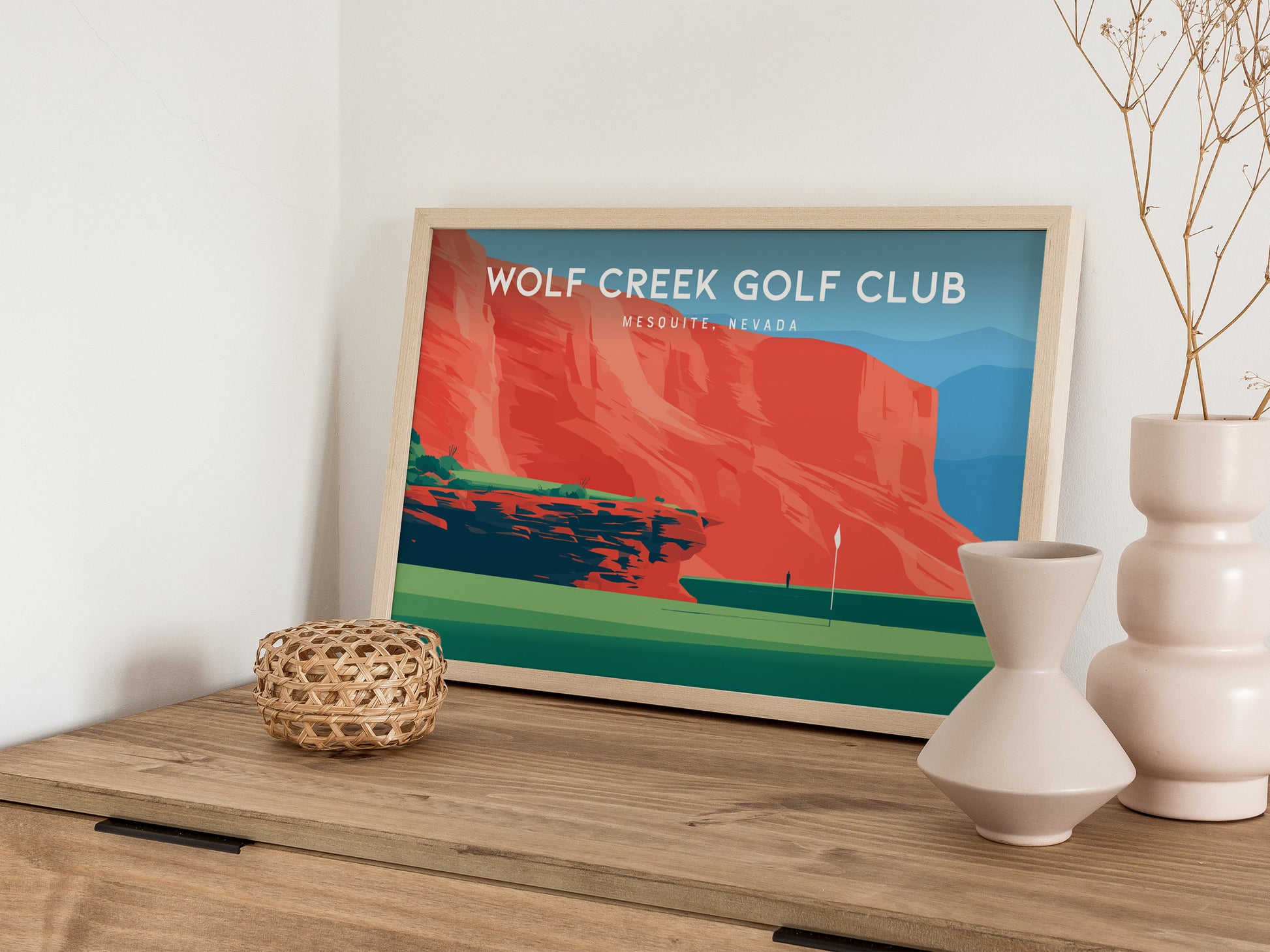 Wolf Creek Golf Club, Mesquite, Nevada Landscape Poster | Dramatic Red Rock Golf Course Print Wall Art — 12x18 in