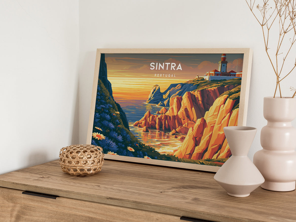 Sintra, Portugal Landscape Poster | Fairy-Tale Castle & Garden Travel Gift Wall Art — 12x18 in