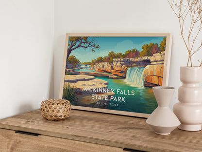 McKinney Falls State Park Landscape Poster | Austin, Texas Vacation Wall Art — 12x18 in