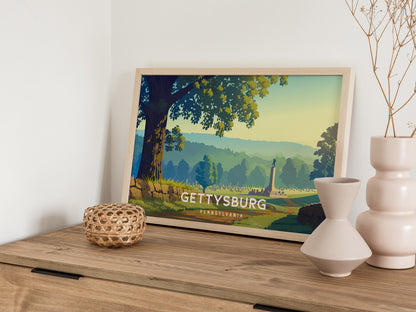 Gettysburg, Pennsylvania Landscape Poster | Historic Civil War Battlefield Travel Wall Art — 12x18 in