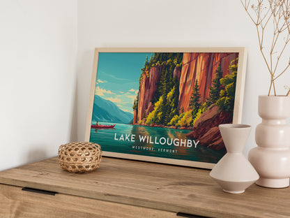 Lake Willoughby Landscape Poster | Westmore, Vermont Framed or Unframed Wall Art — 12x18 in