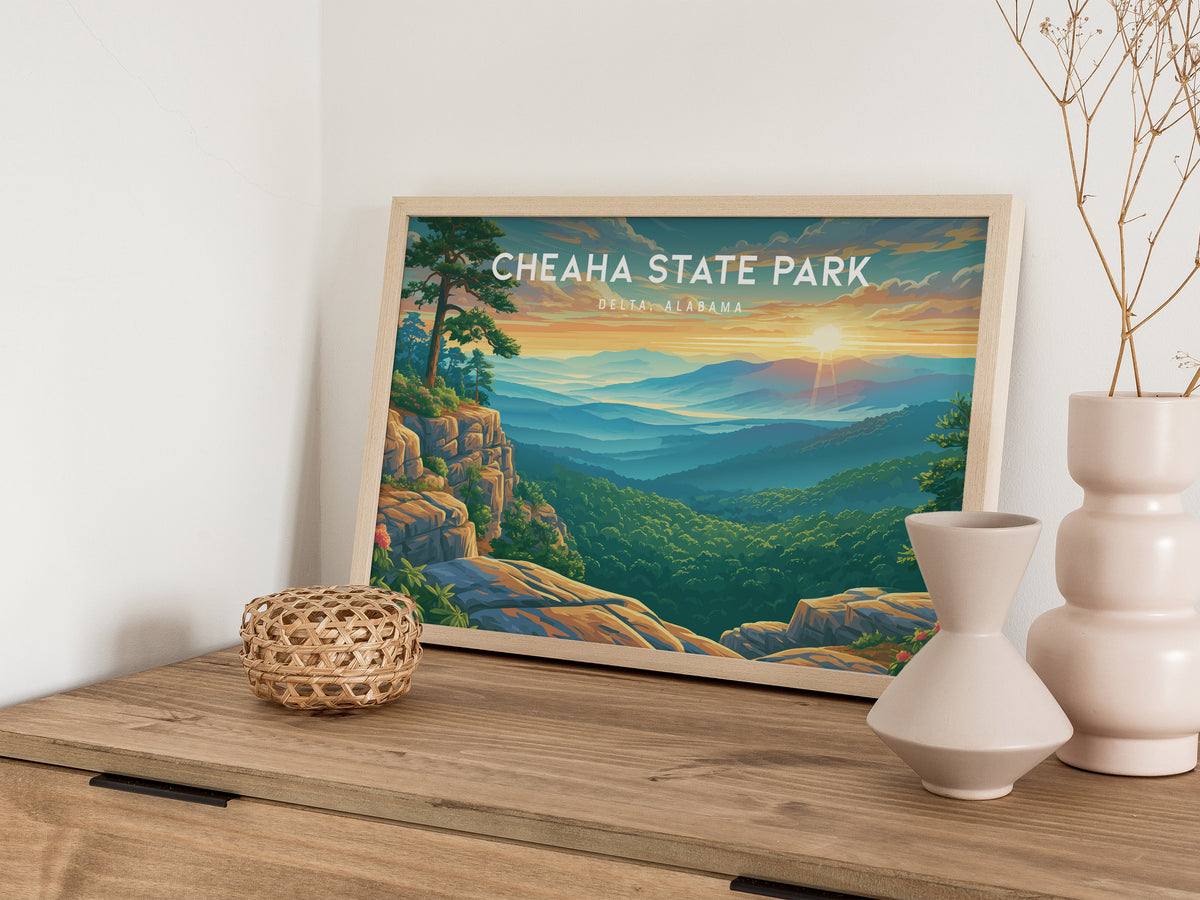 Cheaha State Park Landscape Poster | Delta, Alabama Vacation Wall Art — 12x18 in