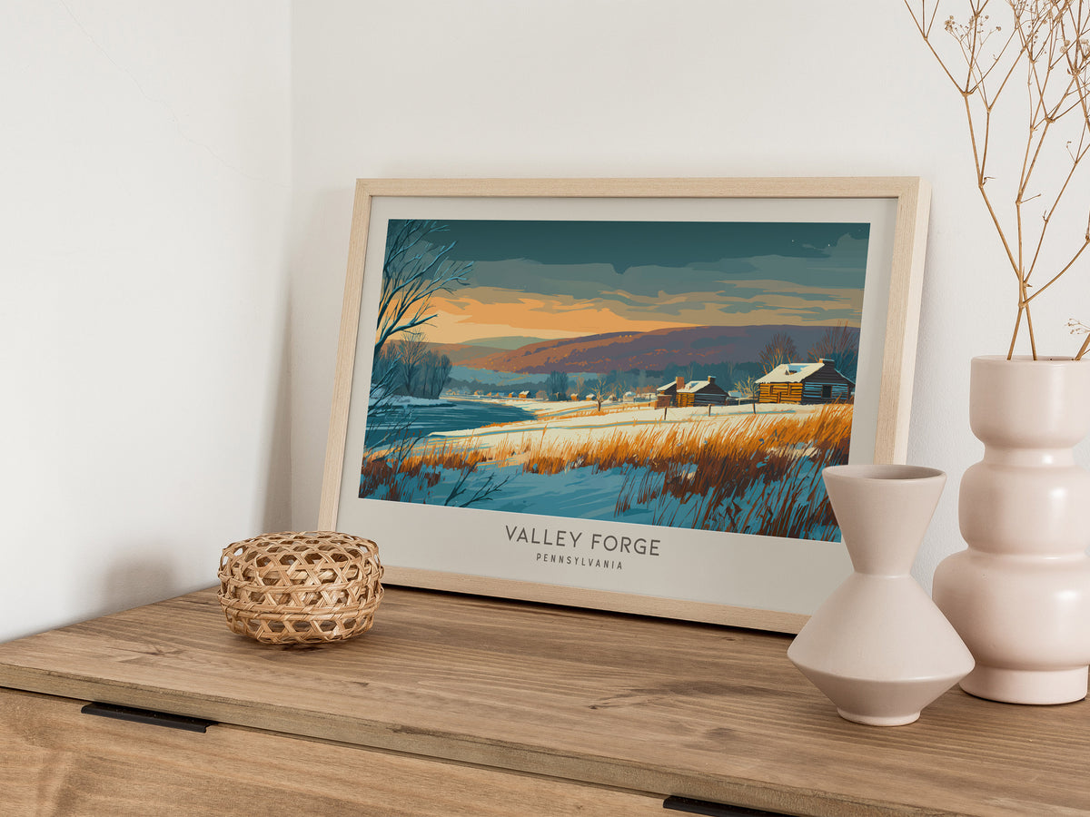 Valley Forge Landscape Matte Border Poster | Pennsylvania Framed or Unframed Travel Art — 12x18 in