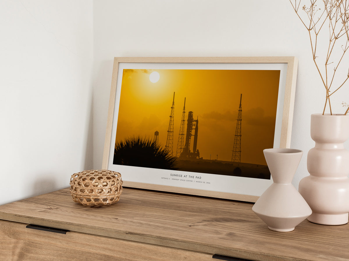 Sunrise At the Pad Landscape Poster | NASA Artemis II · Kennedy Space Center Space Photography Wall Art — 12x18 in