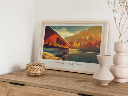 Mohican State Park Landscape Matte Border Poster | Loudonville, Ohio Vacation Wall Art — 12x18 in
