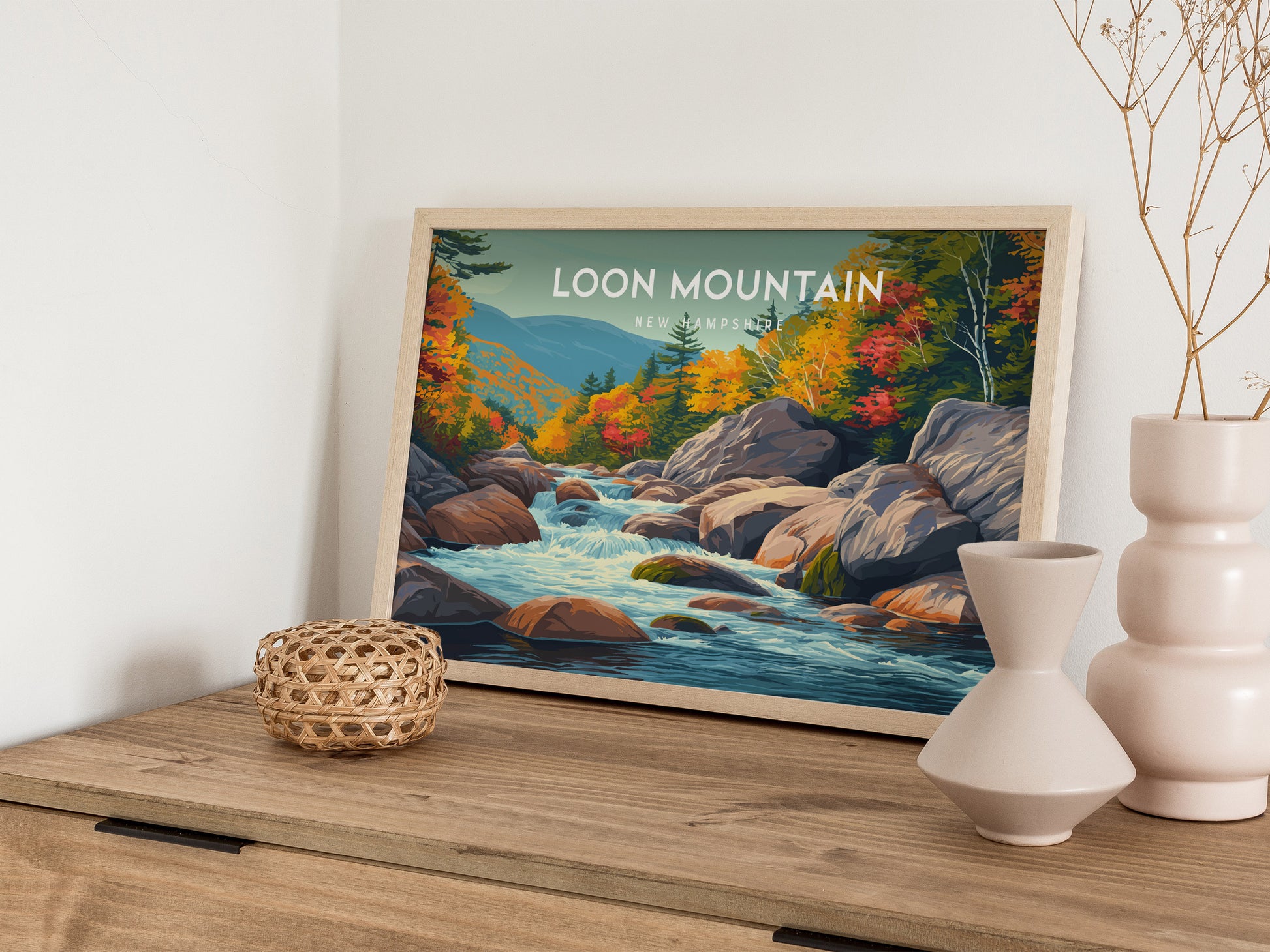 Loon Mountain Landscape Poster | New Hampshire Framed or Unframed Wall Art — 12x18 in