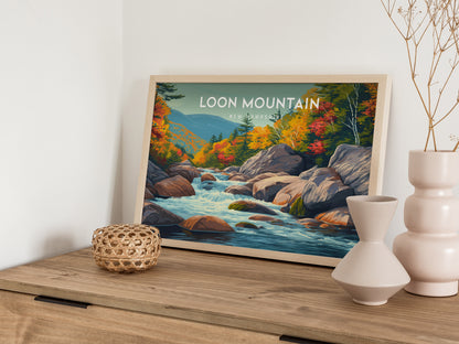Loon Mountain Landscape Poster | New Hampshire Framed or Unframed Wall Art — 12x18 in