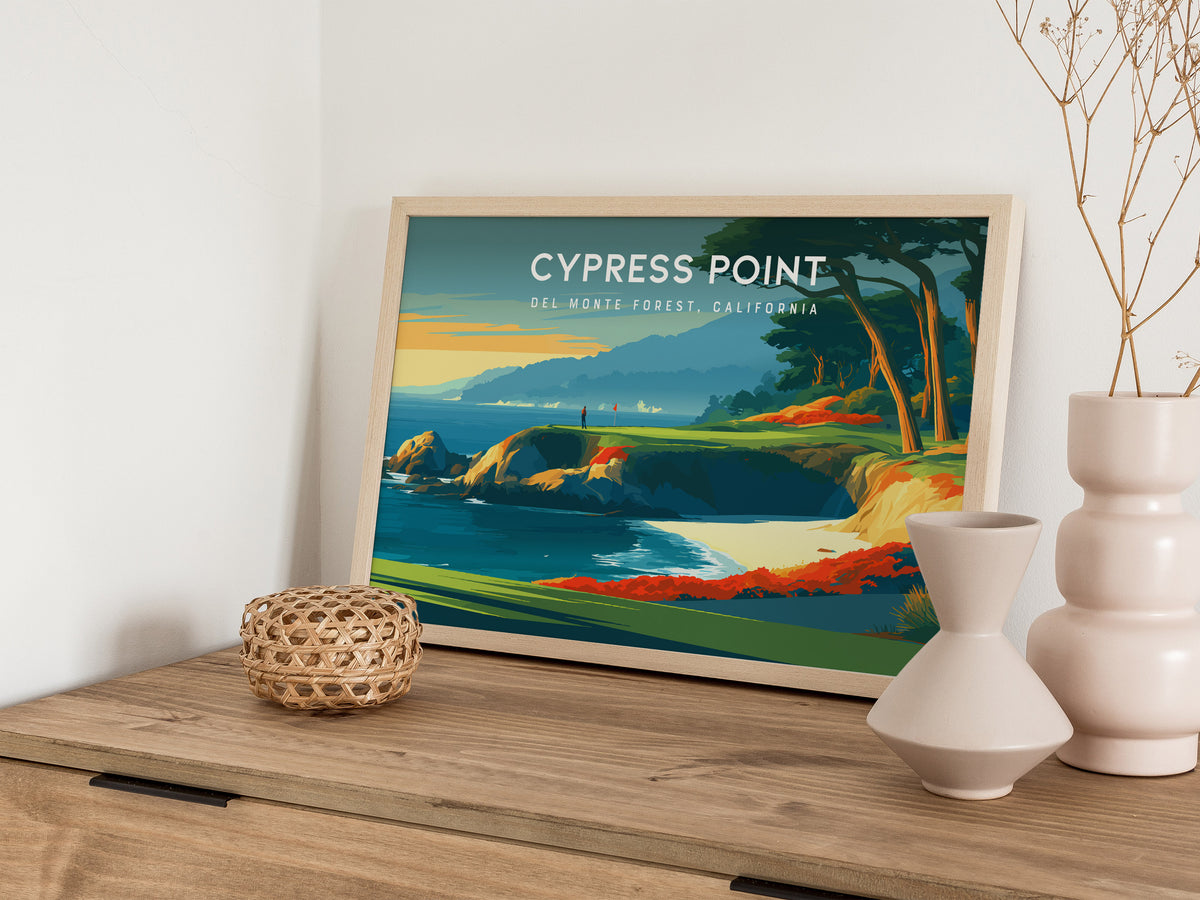 Cypress Point Landscape Poster | Del Monte Forest, California Golf Wall Art Framed or Unframed — 12x18 in