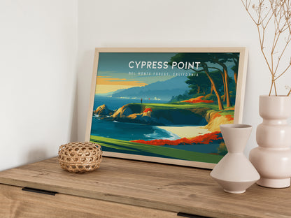 Cypress Point Landscape Poster | Del Monte Forest, California Golf Wall Art Framed or Unframed — 12x18 in
