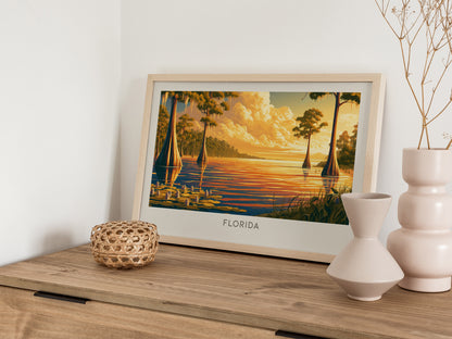 Florida Landscape Matte Border Poster | Travel Wall Art — 12x18 in