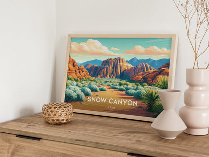 Snow Canyon Landscape Poster | Utah Red Rock Framed or Unframed Wall Art — 12x18 in