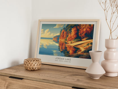Jordan Lake Landscape Matte Border Poster | Apex, North Carolina Vacation Wall Art — 12x18 in