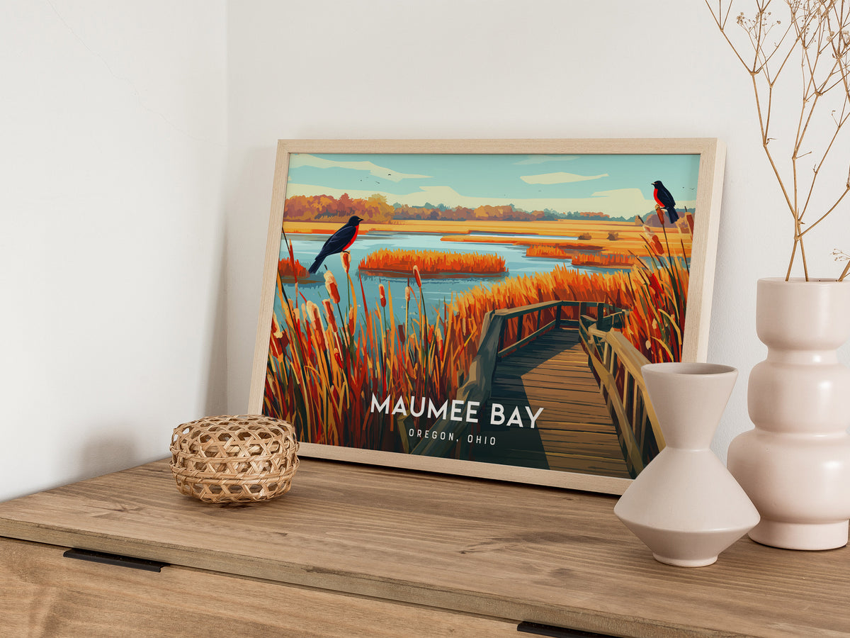 Maumee Bay Landscape Poster | Oregon, Ohio Vacation Wall Art — 12x18 in