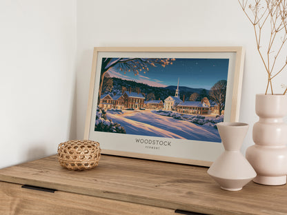 Woodstock Landscape Matte Border Poster | Vermont Destination Print Framed or Unframed — 12x18 in