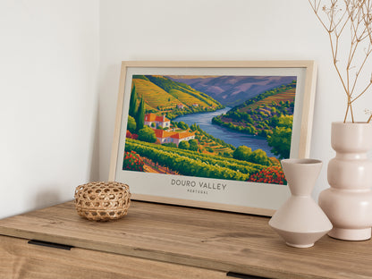 Douro Valley Landscape Matte Border Poster | Portugal Travel Wall Art — 12x18 in