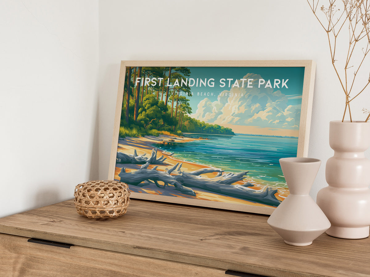 First Landing State Park Landscape Poster | Virginia Beach, Virginia Beach House Decor Wall Art — 12x18 in