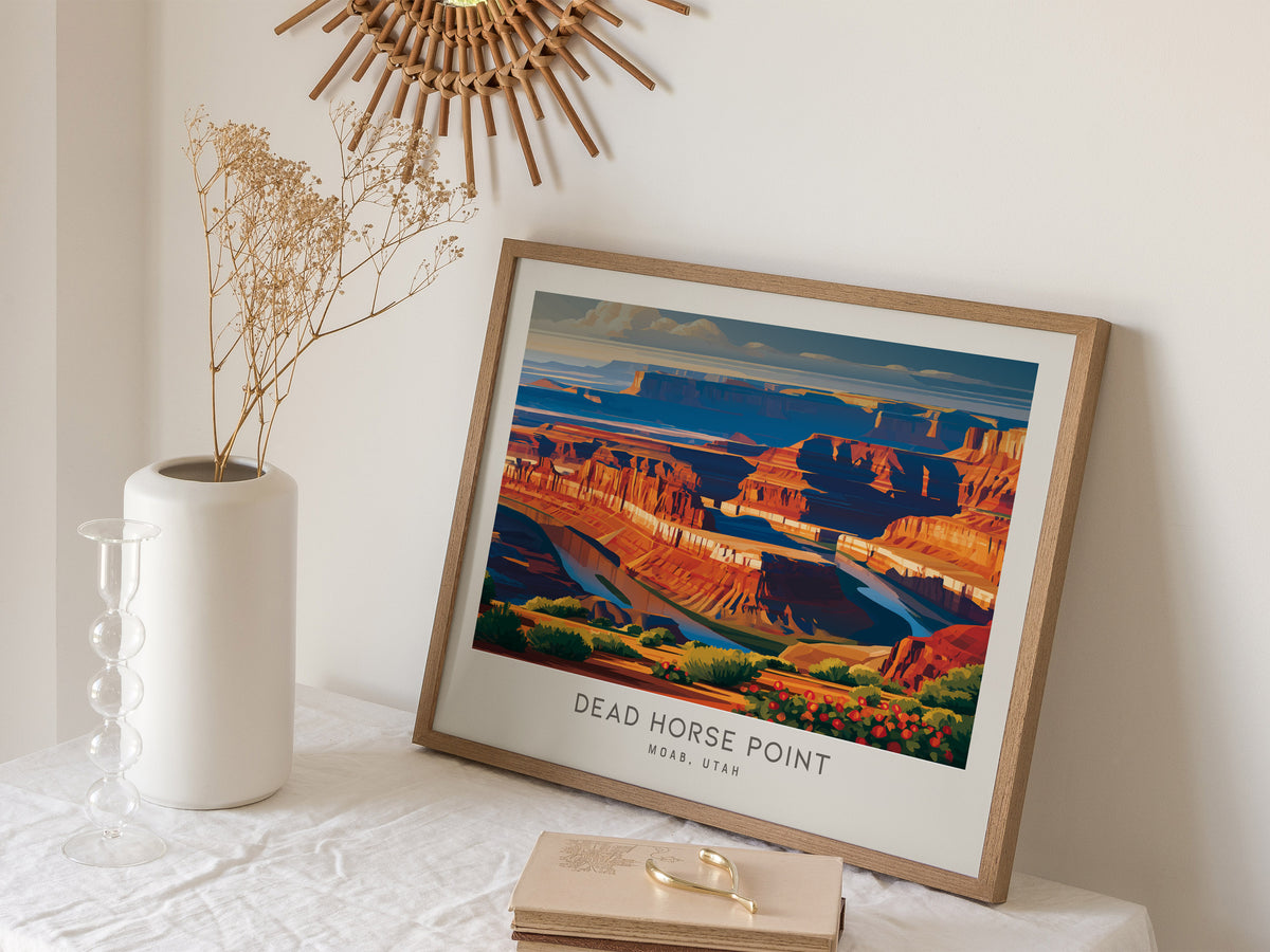 Dead Horse Point Landscape Matte Border Poster | Moab, Utah Travel Wall Art — 16x20 in