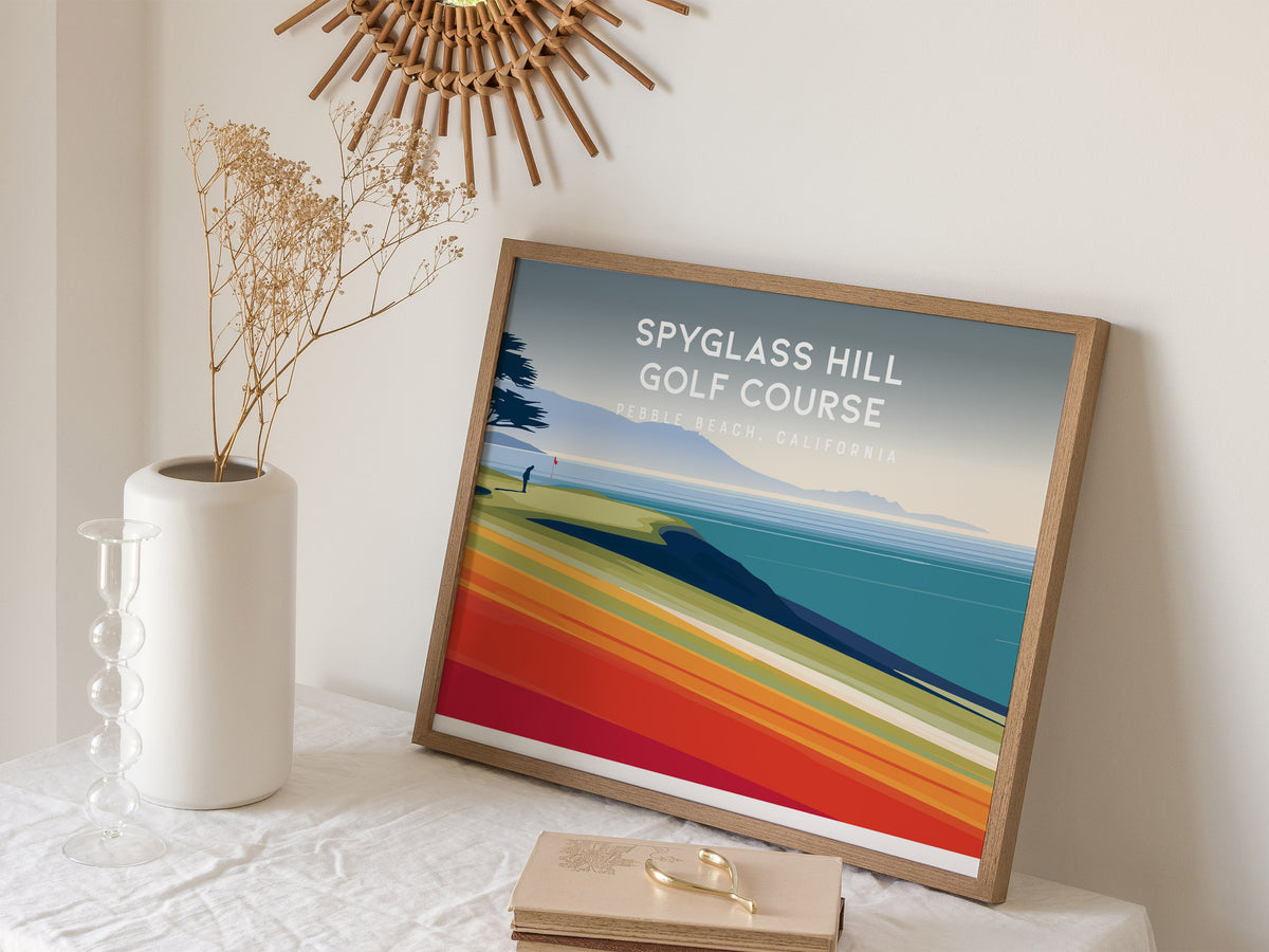 Spyglass Hill Golf Course Landscape Poster | Pebble Beach, California Country Club Decor Wall Art — 16x20 in