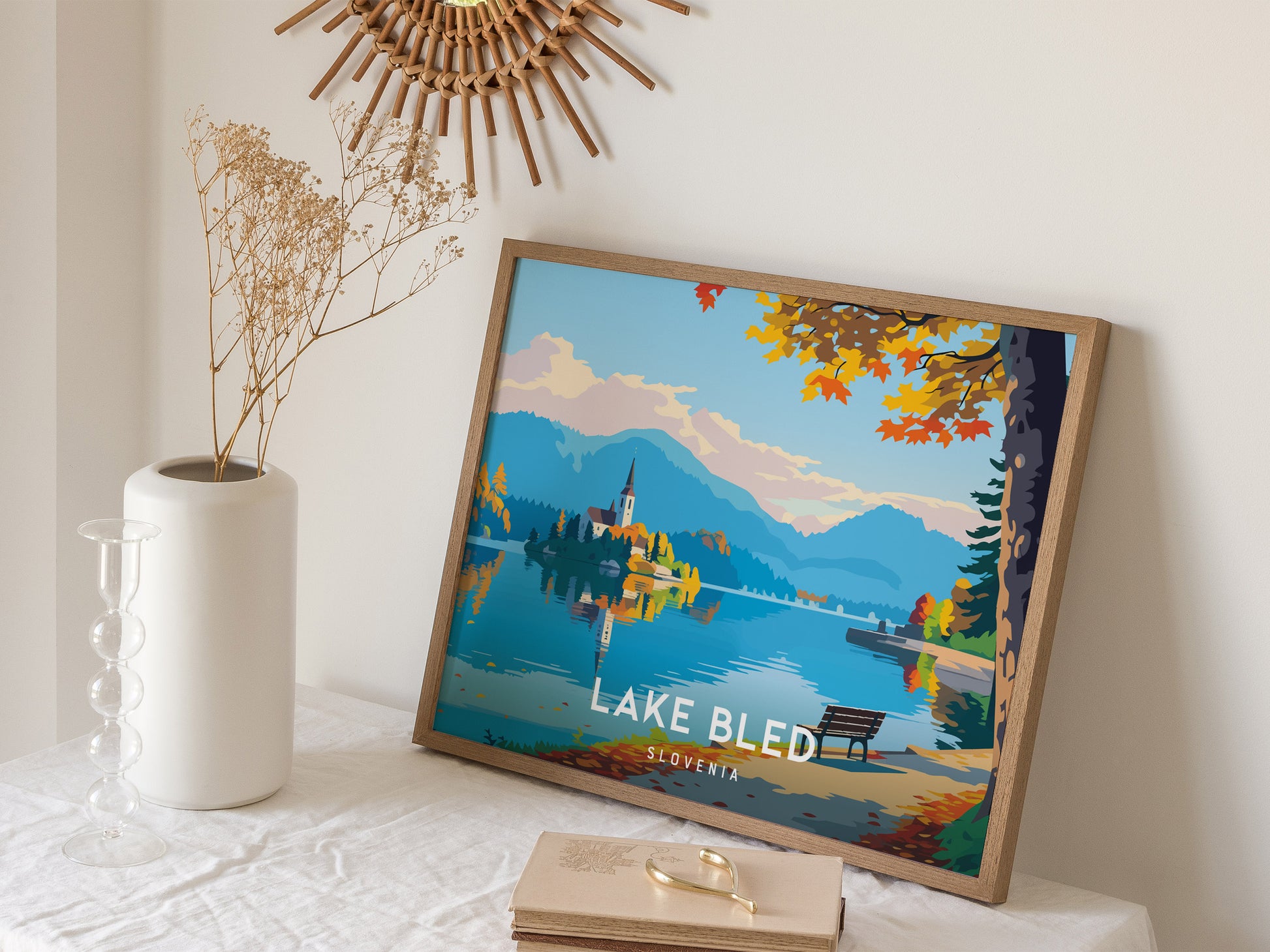 Lake Bled, Slovenia Landscape Poster | Medieval Castle & Alpine Lake Vacation Wall Art — 16x20 in