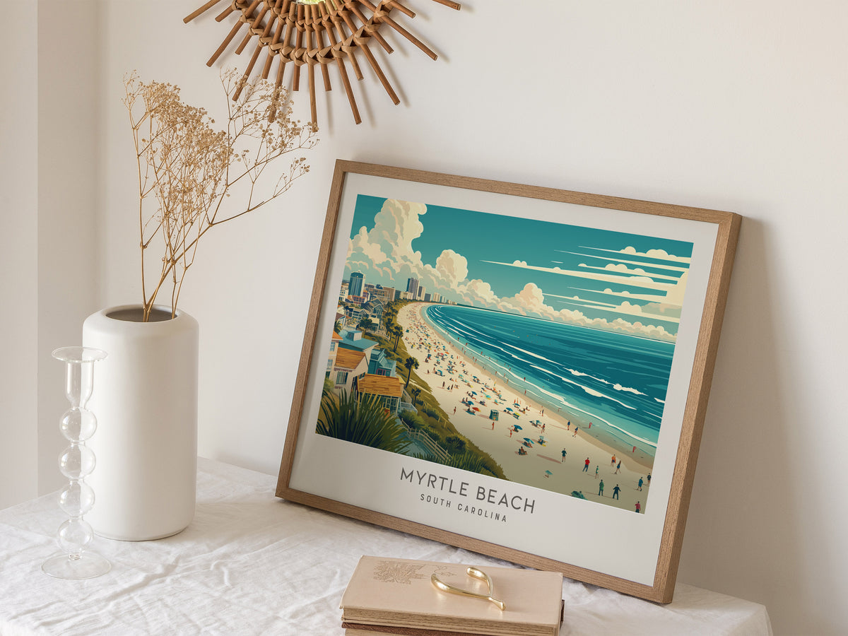Myrtle Beach Landscape Matte Border Poster | South Carolina Vacation Wall Art — 16x20 in
