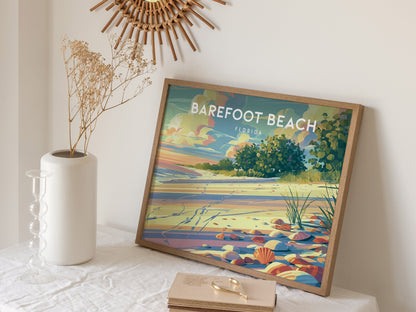 Barefoot Beach, Florida Poster | Tropical Shoreline Landscape Coastal Decor Wall Art — 16x20 in