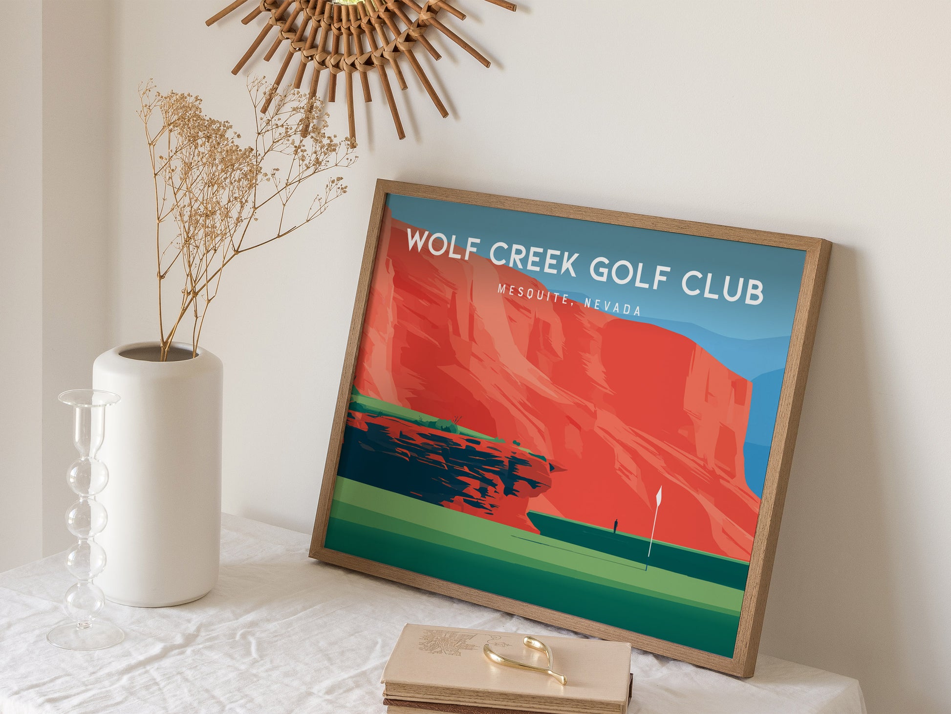 Wolf Creek Golf Club, Mesquite, Nevada Landscape Poster | Dramatic Red Rock Golf Course Print Wall Art — 16x20 in