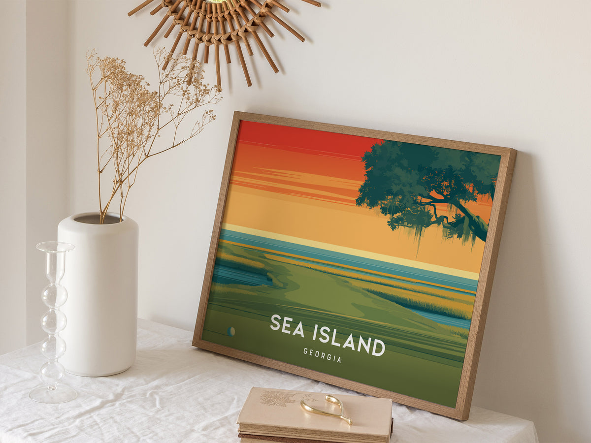 Sea Island, Georgia Landscape Poster | Links Poster & Golfer Gift Coastal Wall Art — 16x20 in